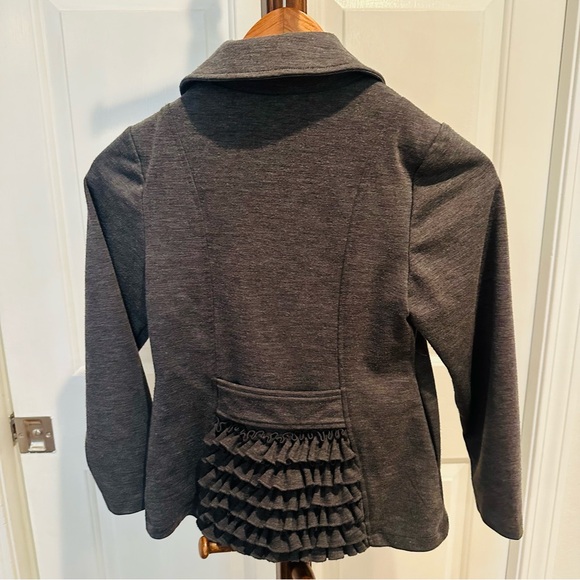 Girls' Gray Ruffled Jacket Kate Mack Size 8 - Picture 3 of 4